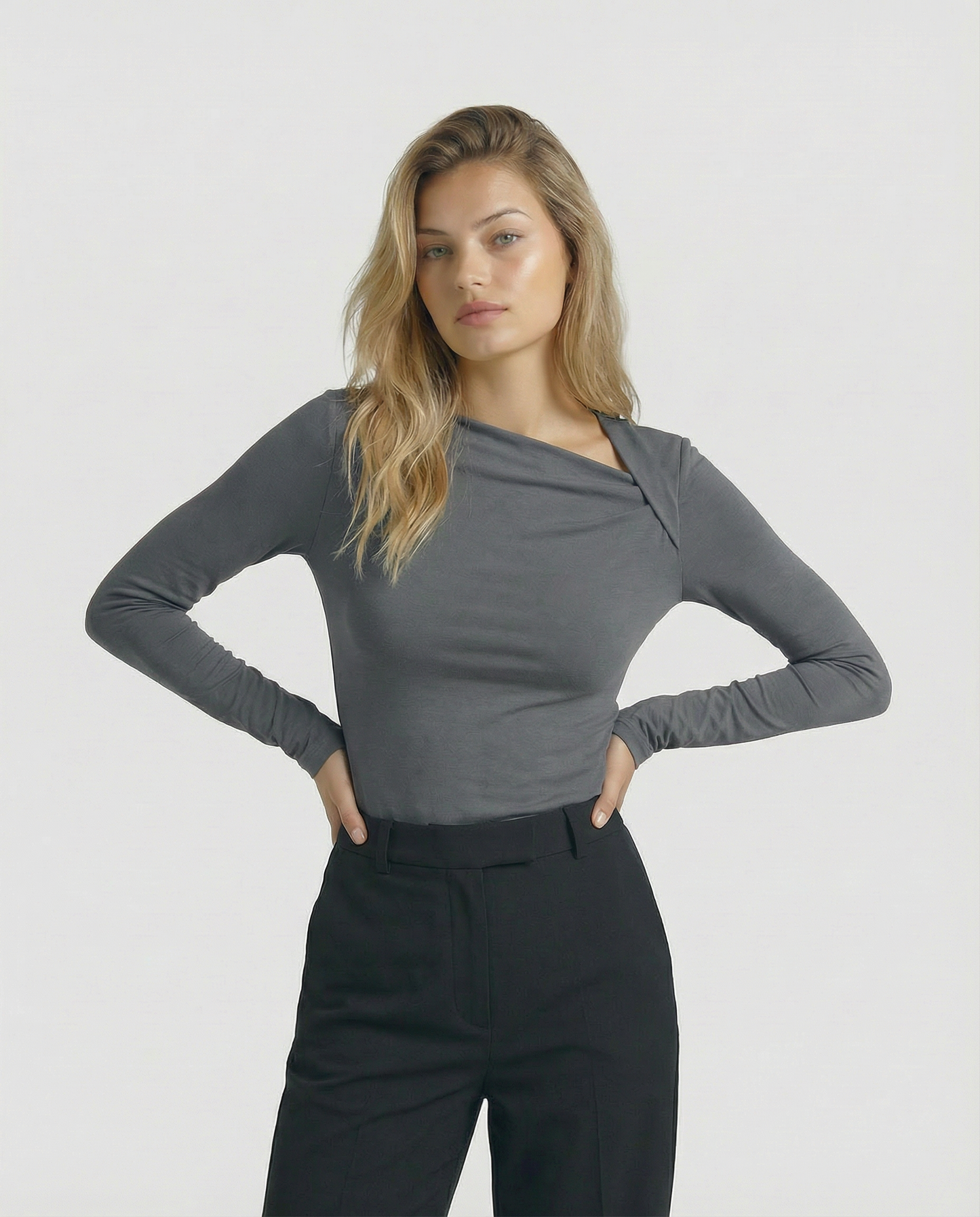 The Celeste Asymmetrical Long Sleeve Top