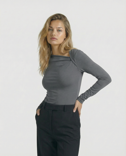The Celeste Asymmetrical Long Sleeve Top