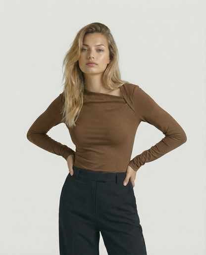 The Celeste Asymmetrical Long Sleeve Top