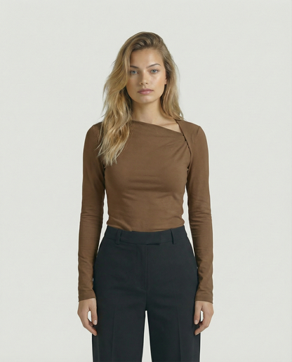 The Celeste Asymmetrical Long Sleeve Top