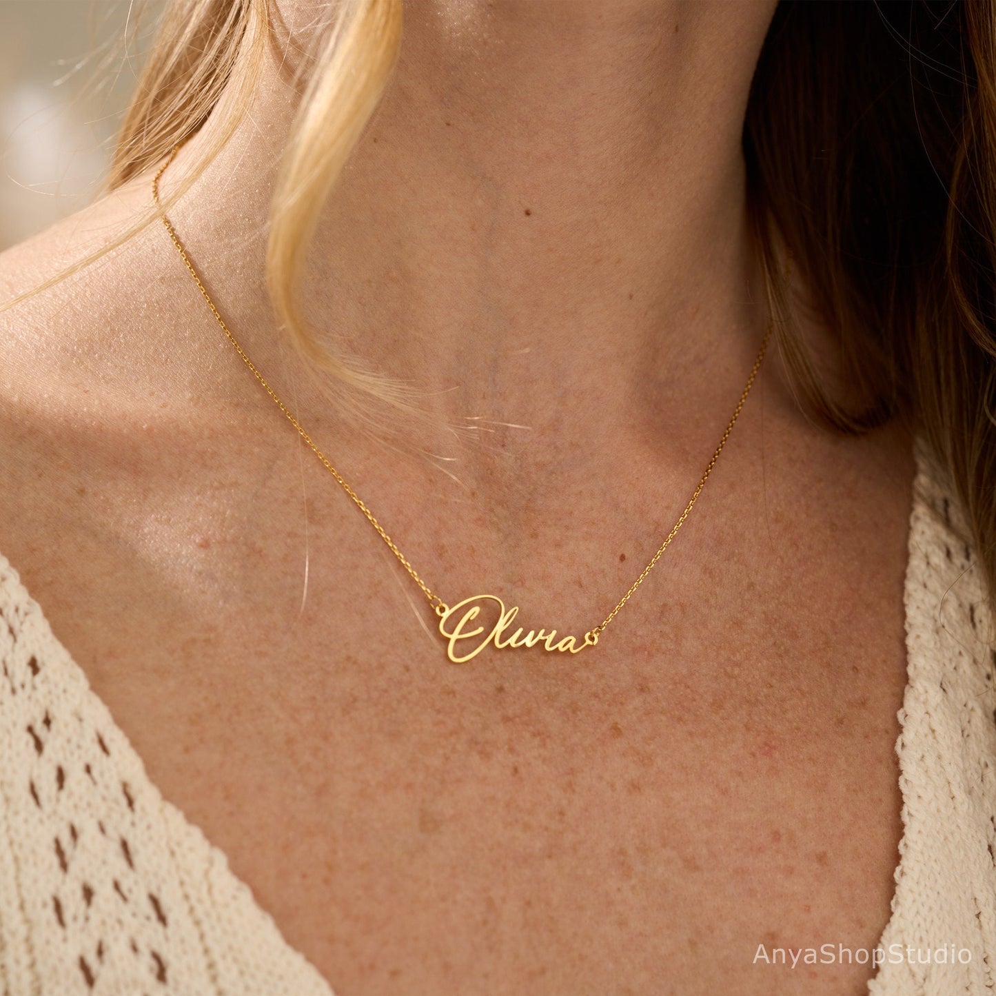 Custom Name Necklace, 18K Gold Plated Name Necklace, Personalized Name Necklace, Birthday Gift for Her, Mother's Day Gift, Gift for Mom