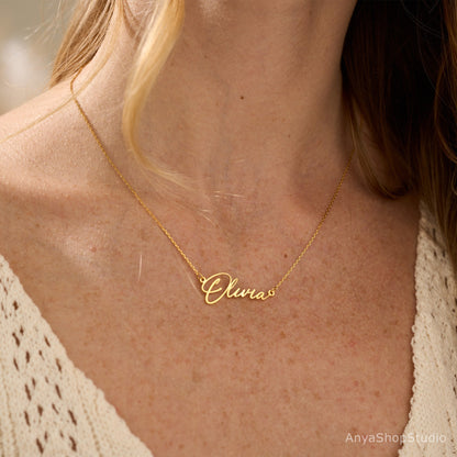Custom Name Necklace, 18K Gold Plated Name Necklace, Personalized Name Necklace, Birthday Gift for Her, Mother's Day Gift, Gift for Mom