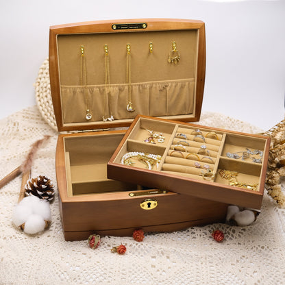 Personalized Wooden Jewelry Box, Customized Retro Jewelry Box, Personalized Wooden Jewelry Box with Lock and Key, Elegant Retro Gift for Her