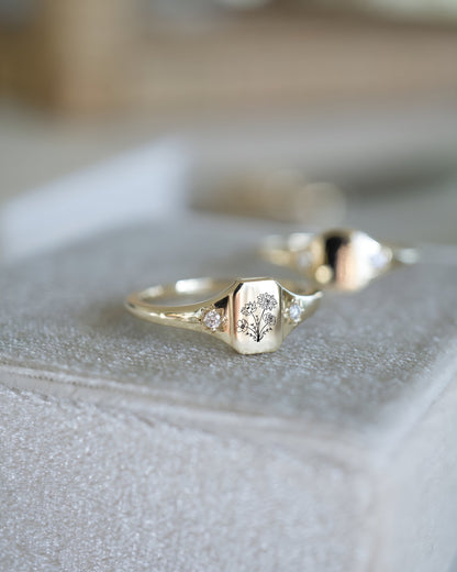 Personalized Birth flower gold ring, Statement flower rings, Dainty Birth flowers ring for women, , Custom flower ring, Minimalist ring