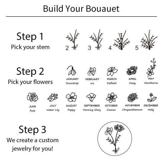 Personalized Birth flower gold ring, Statement flower rings, Dainty Birth flowers ring for women, , Custom flower ring, Minimalist ring