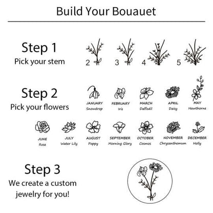 Personalized Birth flower gold ring, Statement flower rings, Dainty Birth flowers ring for women, , Custom flower ring, Minimalist ring