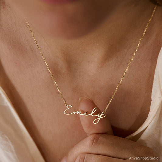 Dainty Minimalist Name Necklace, 18K Gold Plated Name Necklace, Personalized Minimalist Name Necklace, Custom Name Jewelry,Mother's Day Gift