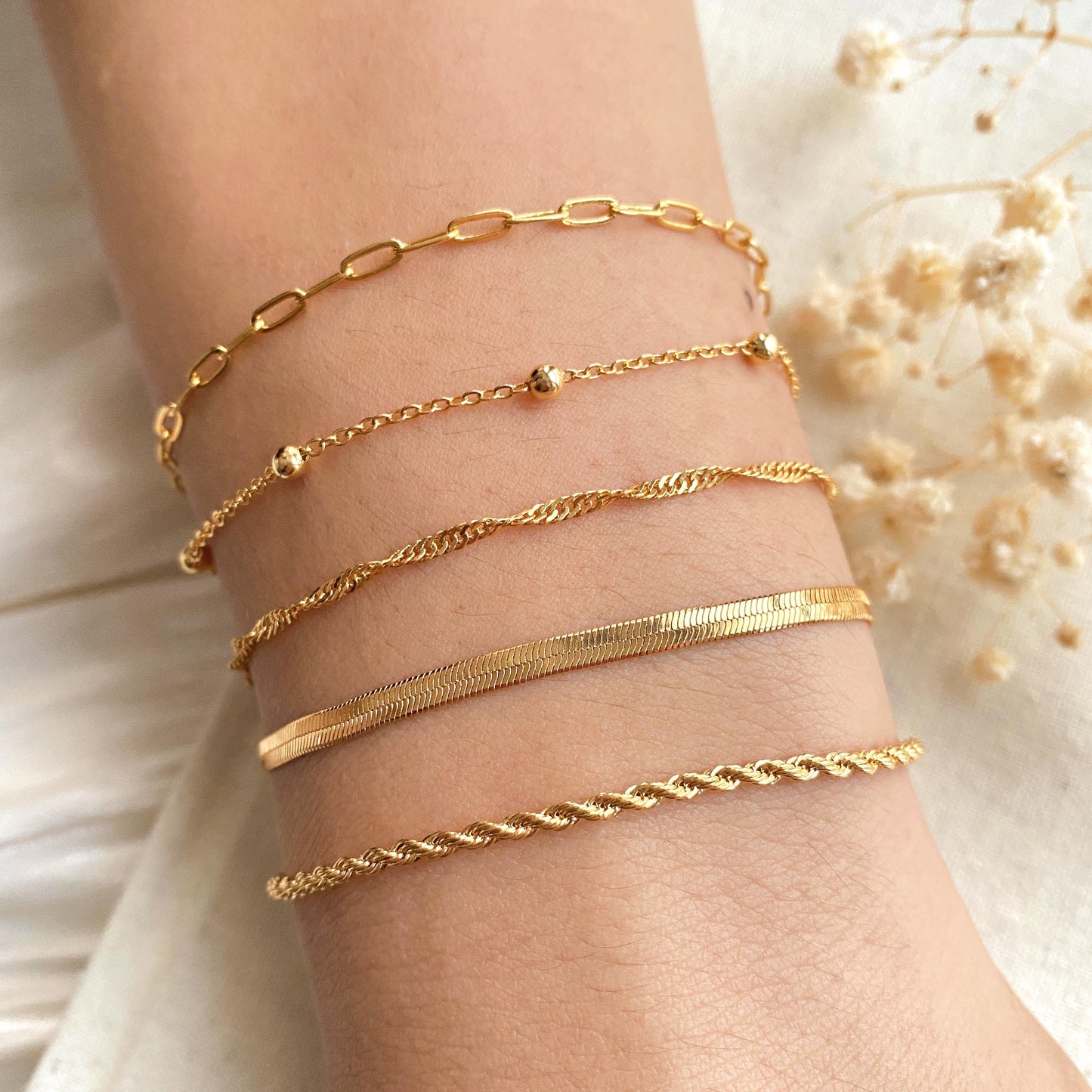 18K Gold Filled Bracelets,Paperclip Chain,Herringbone Chain,Rope,Snake Chain Bracelet,Everyday Bracelet,Dainty Bracelet,Minimalist Bracelet