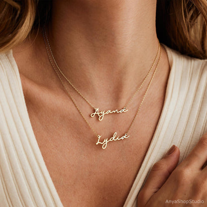 Dainty Minimalist Name Necklace, 18K Gold Plated Name Necklace, Personalized Minimalist Name Necklace, Custom Name Jewelry,Mother's Day Gift