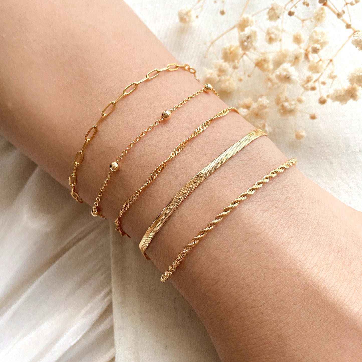 18K Gold Filled Bracelets,Paperclip Chain,Herringbone Chain,Rope,Snake Chain Bracelet,Everyday Bracelet,Dainty Bracelet,Minimalist Bracelet