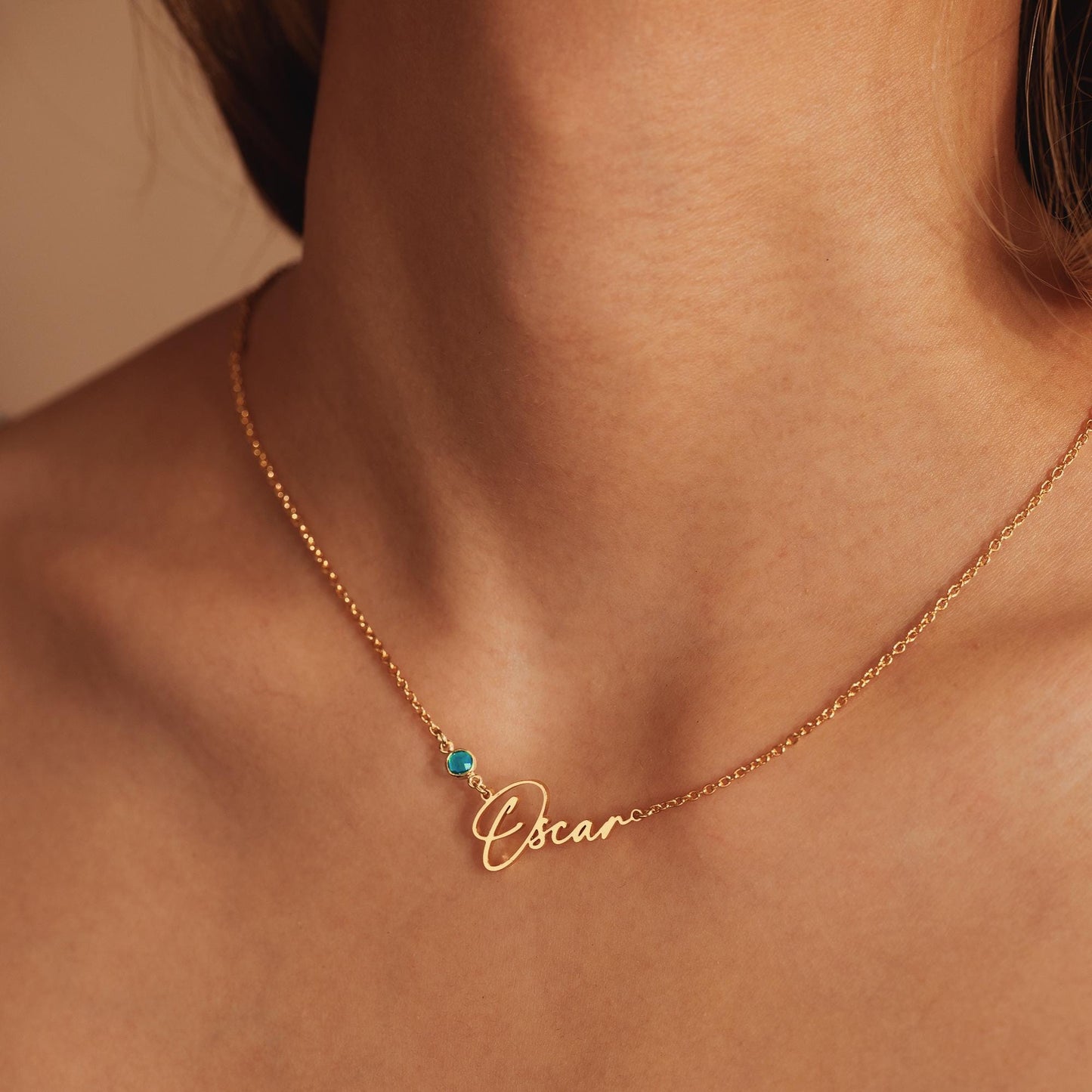 Handmade Birthstone Name Necklace, Personalized Name Necklace, Necklace with Birthstone, Christmas Gift for Her, Women Gift for Wedding