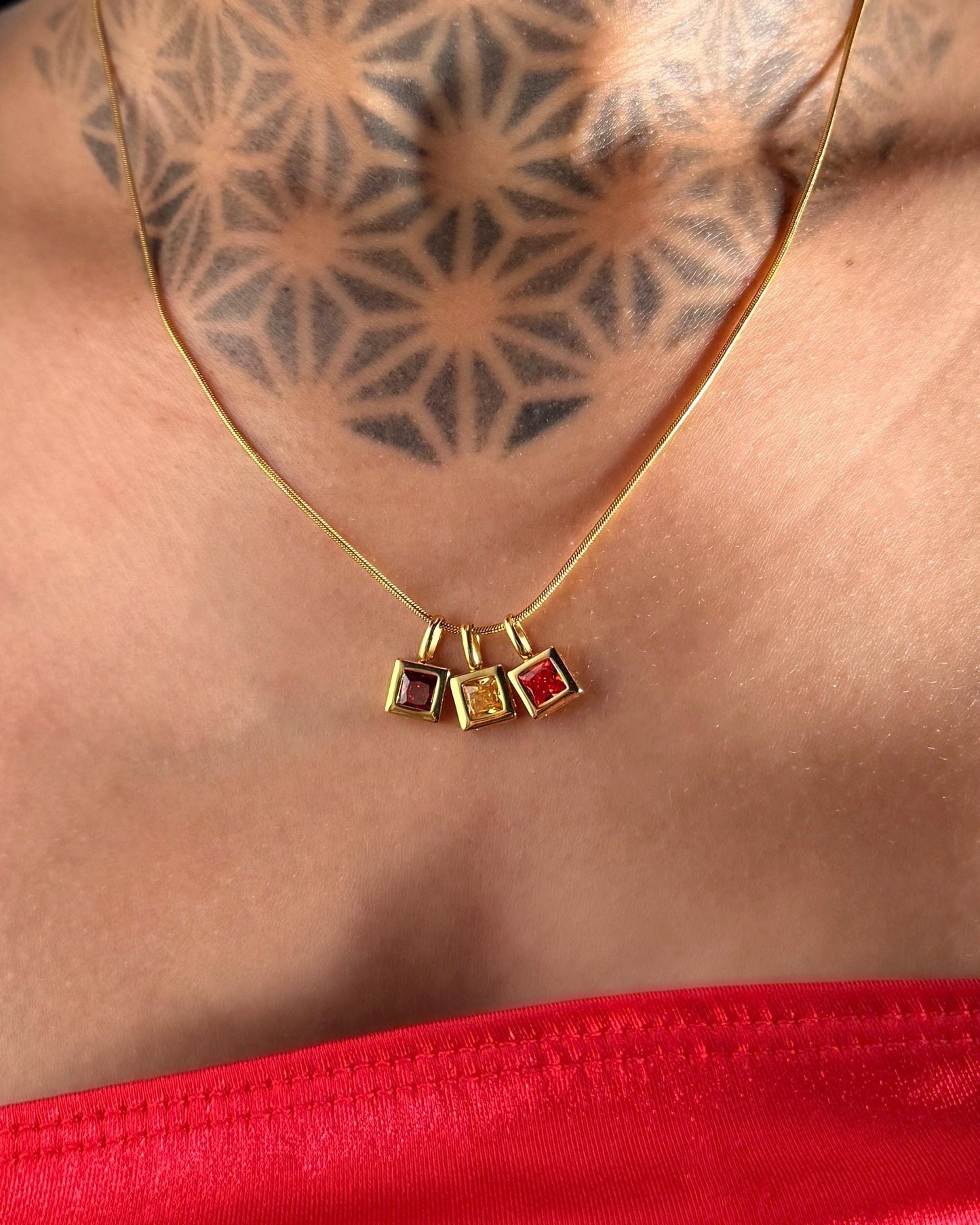 waterproof - birthstone necklace - hypoallergenic nickel free - tarnish free - custom personalized charm necklace - 18k gold plated - gift