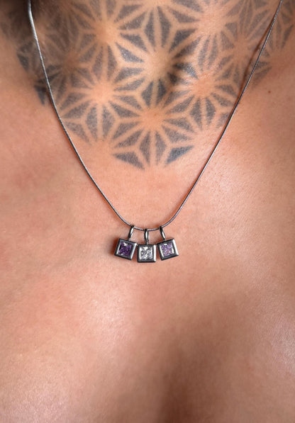 waterproof - birthstone necklace - hypoallergenic nickel free - tarnish free - custom personalized charm necklace - 18k gold plated - gift