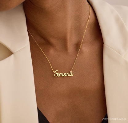 Custom Name Necklace, 18K Gold Plated Name Necklace, Personalized Name Necklace, Birthday Gift for Her, Mother's Day Gift, Gift for Mom
