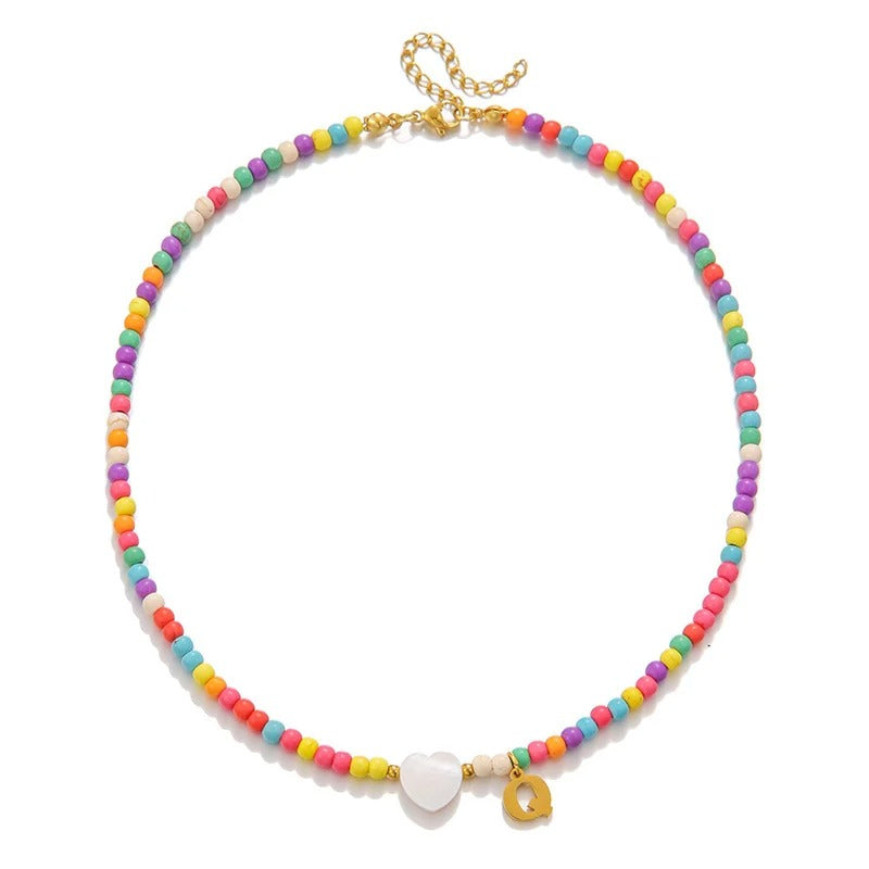 Colorful Initial Heart Necklace