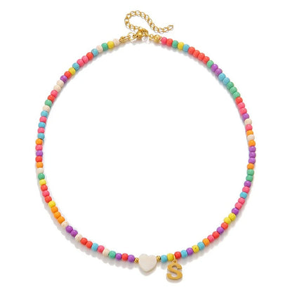 Colorful Initial Heart Necklace