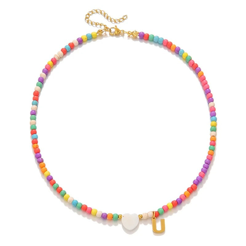 Colorful Initial Heart Necklace