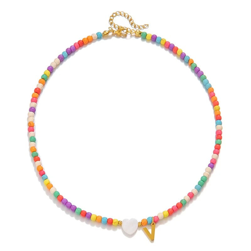 Colorful Initial Heart Necklace