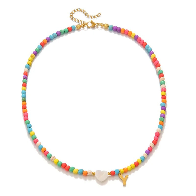 Colorful Initial Heart Necklace