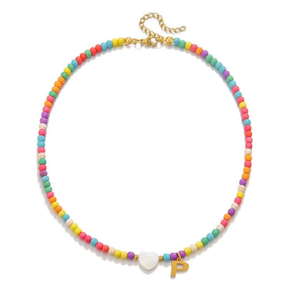 Colorful Initial Heart Necklace