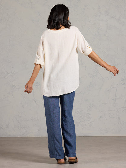 Arya French Linen Shirt Vanilla